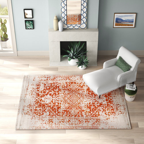 Mistana™ Hillsby Oriental Orange/Beige Area Rug & Reviews Wayfair